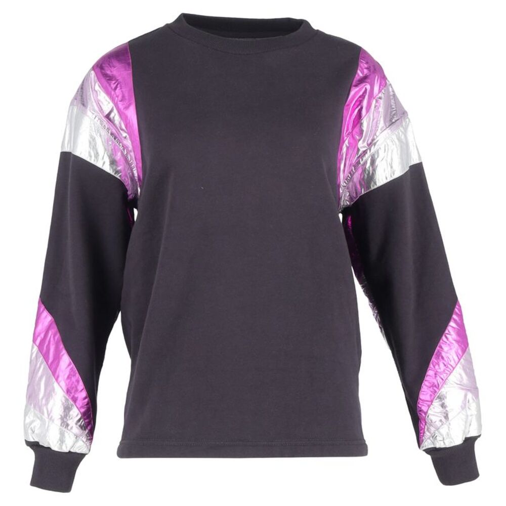 Isabel Marant Menji Metallic Stripe Sweatshirt In Faded Black Cotton